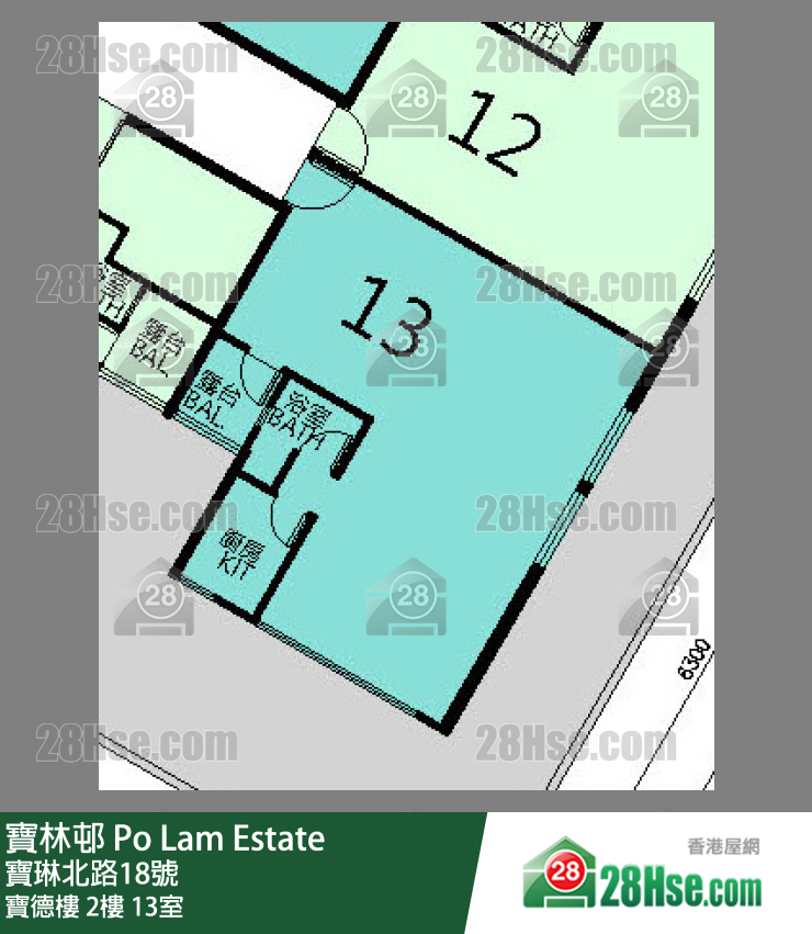 寶林邨 寶德樓2樓 13室 平面圖