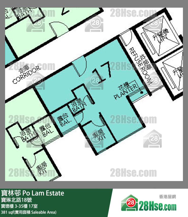 寶林邨 寶德樓30樓 17室 平面圖