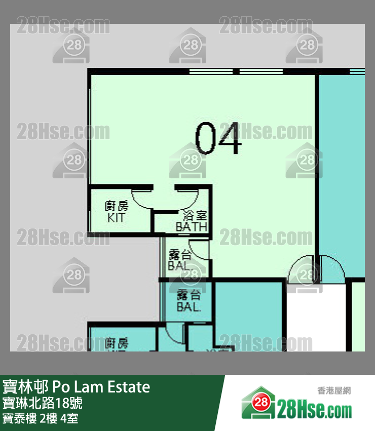 宝林邨 宝泰楼2楼 4室 平面图