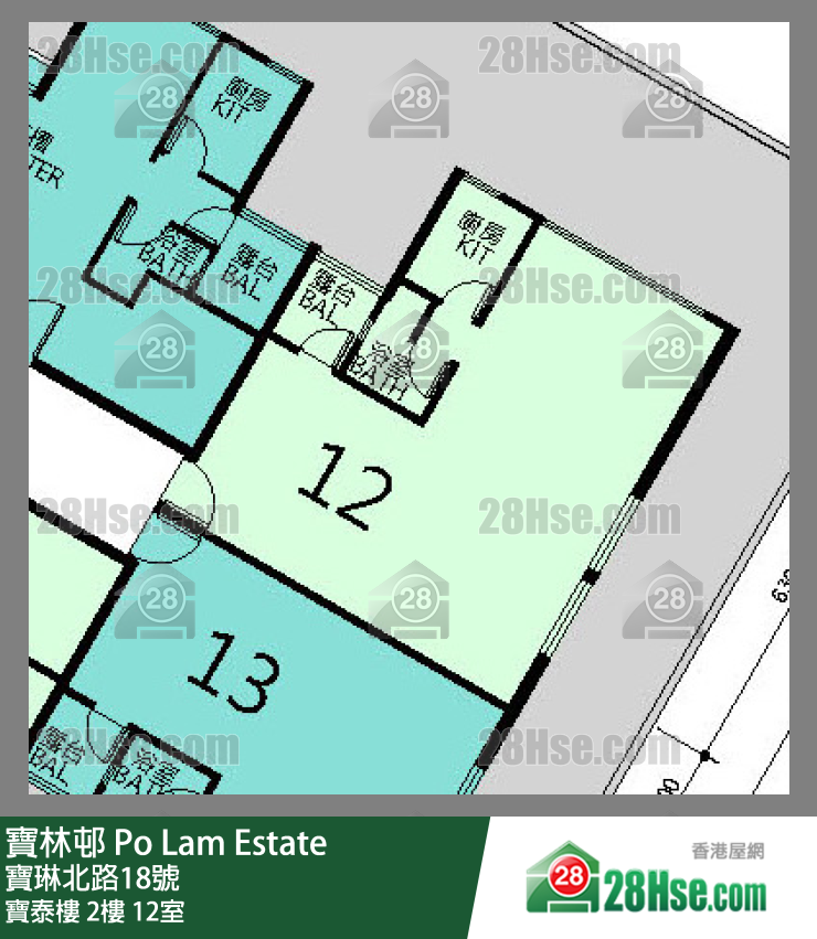 寶林邨 寶泰樓2樓 12室 平面圖