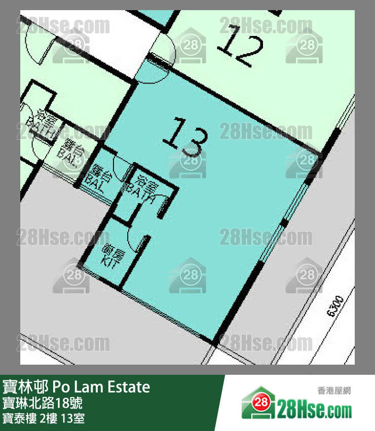 寶林邨 寶泰樓2樓 13室 平面圖