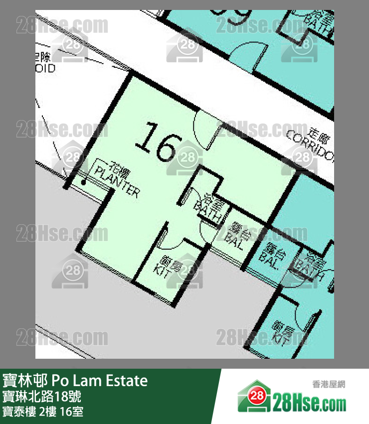 寶林邨 寶泰樓2樓 16室 平面圖