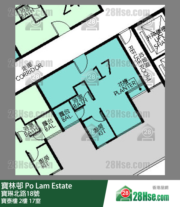 寶林邨 寶泰樓2樓 17室 平面圖