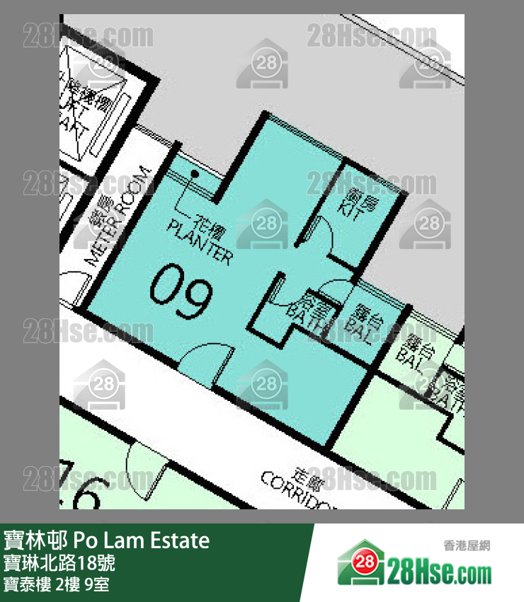 寶林邨 寶泰樓2樓 9室 平面圖