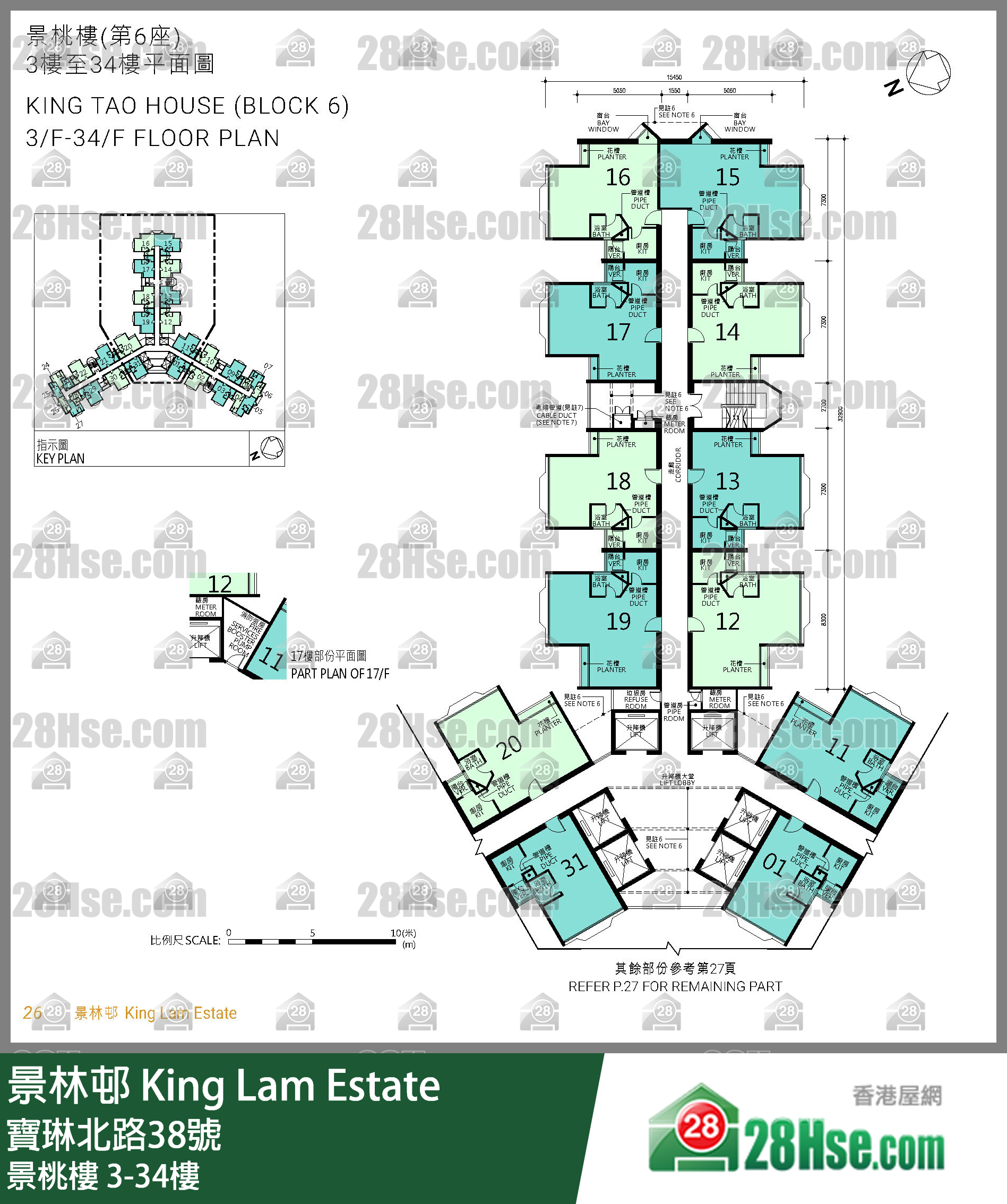 景桃楼 3-34楼 平面图