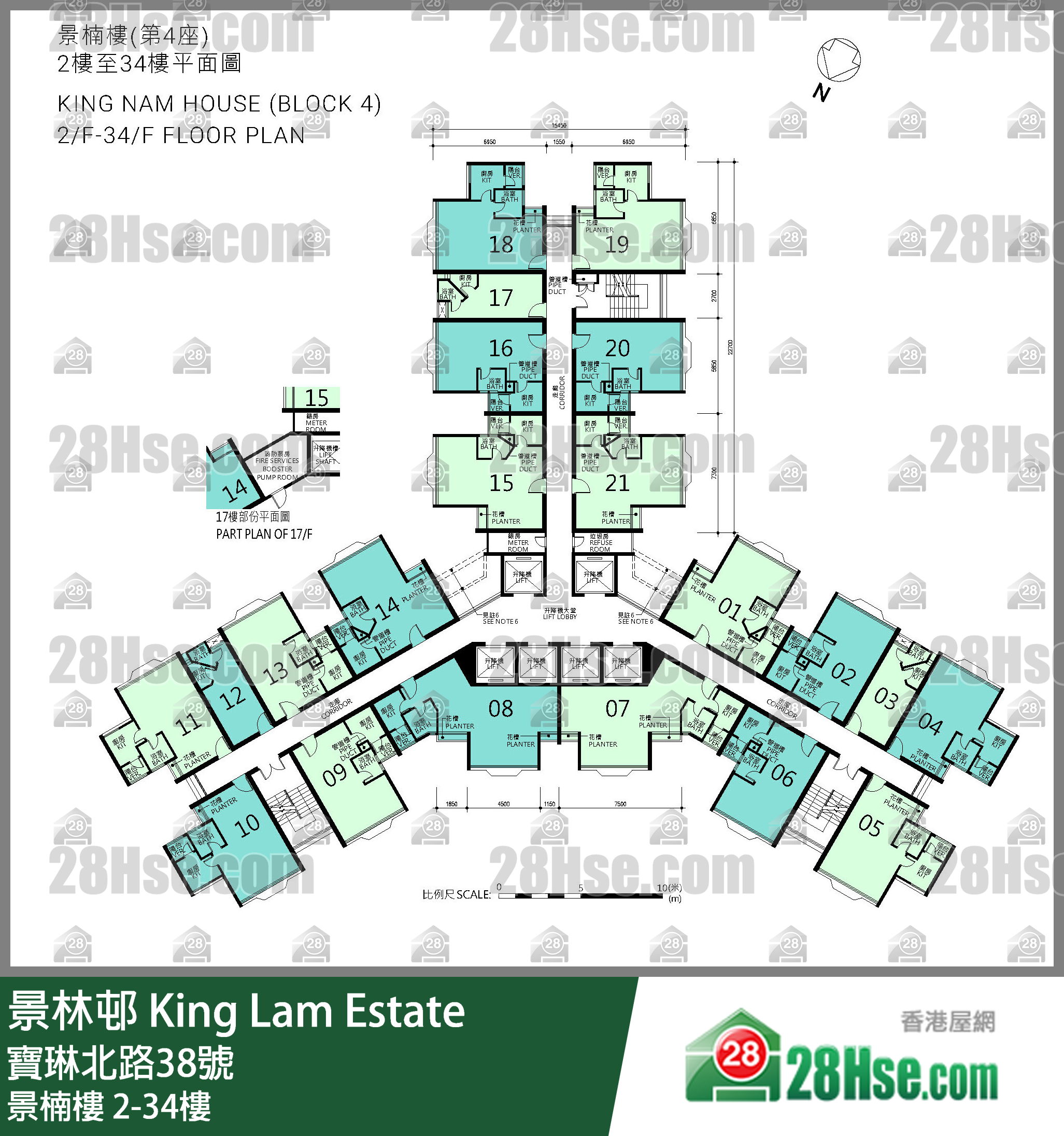 景楠楼 2-34楼 平面图