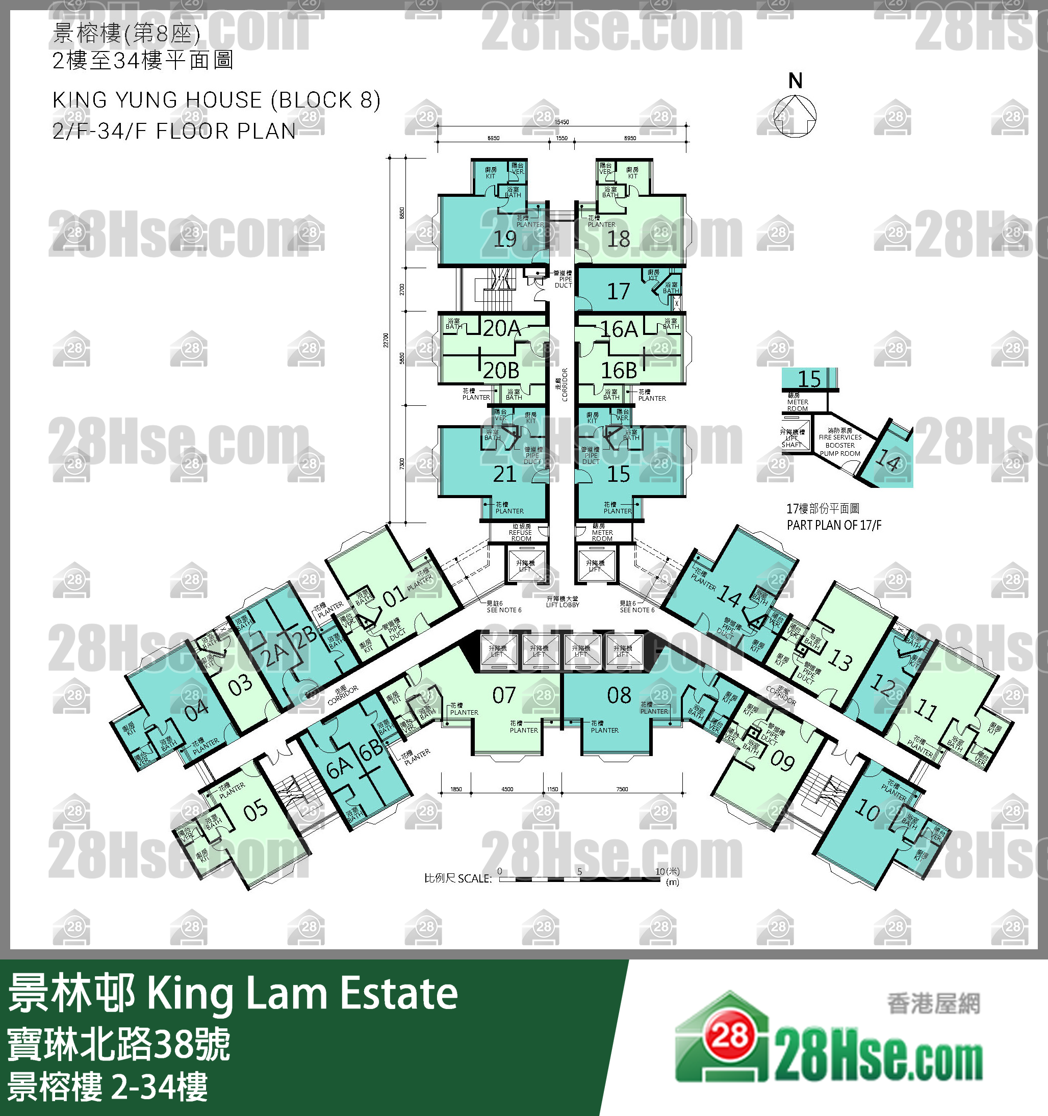 景榕楼 2-34楼 平面图