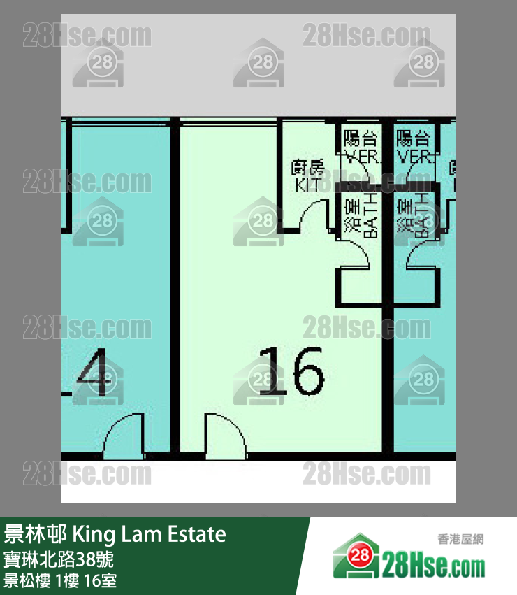 景林邨 景松樓1樓 16室 平面圖