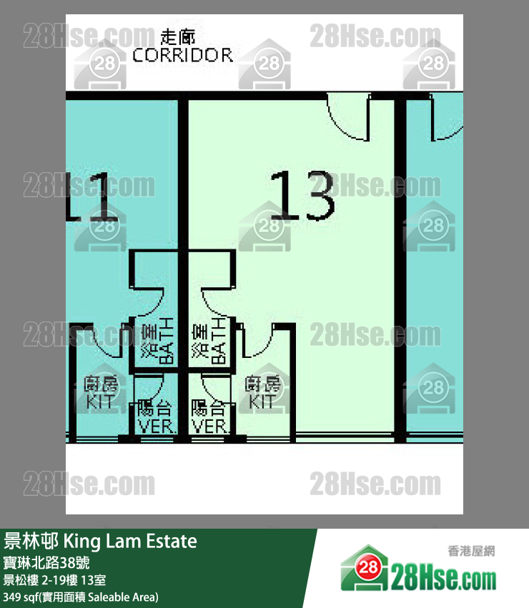 景林邨 景松樓14樓 13室 平面圖