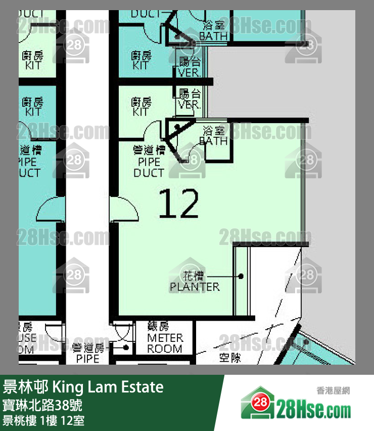景林邨 景桃楼1楼 12室 平面图