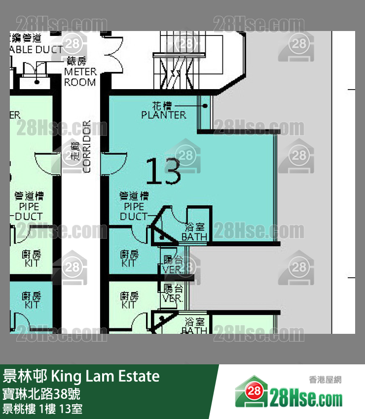 景林邨 景桃樓 1樓 13室 平面圖