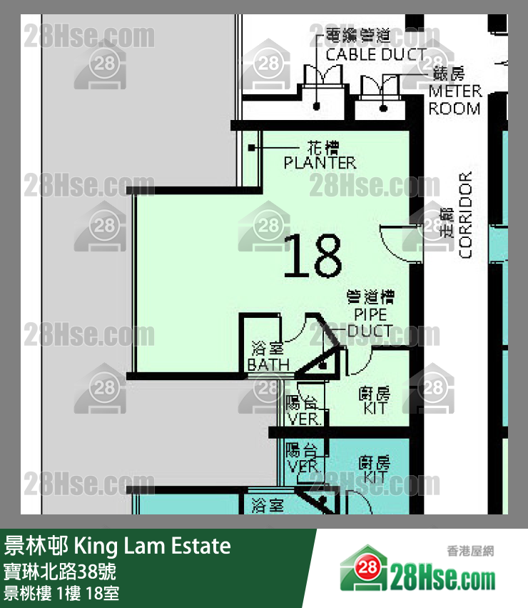 景林邨 景桃樓1樓 18室 平面圖