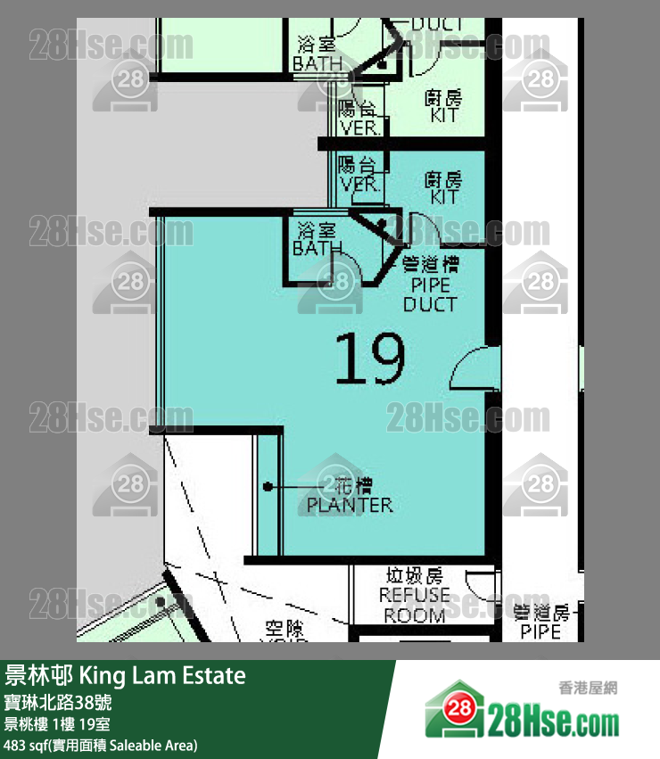 景林邨 景桃楼1楼 19室 平面图