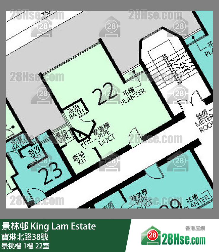景林邨 景桃樓1樓 22室 平面圖