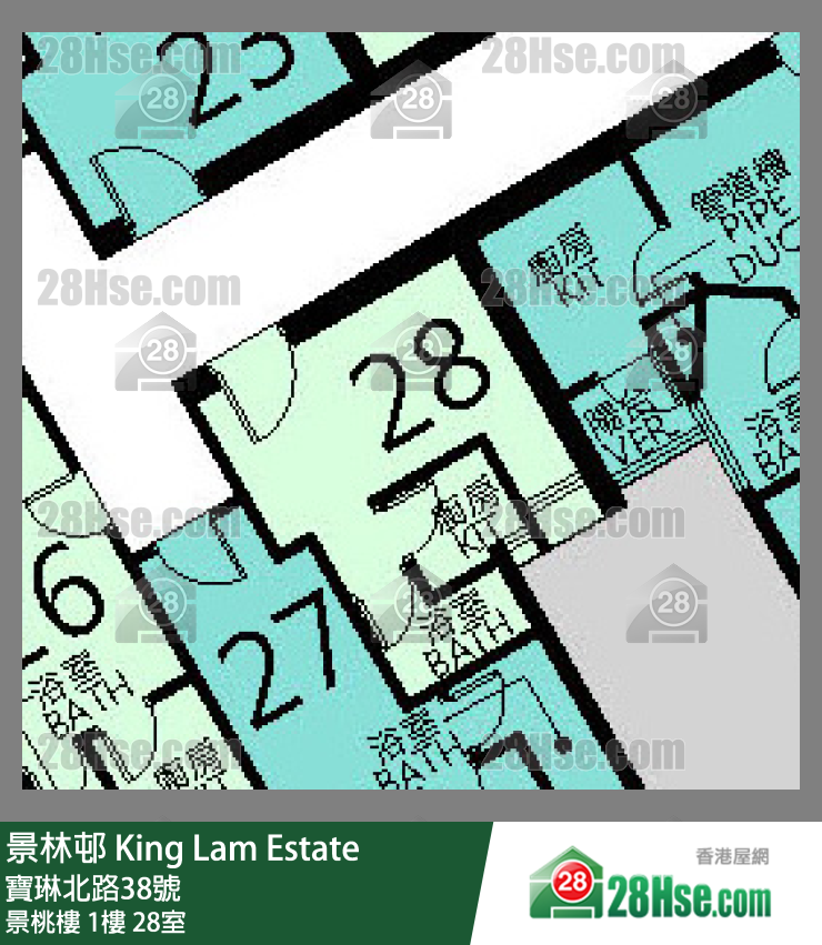 景林邨 景桃樓1樓 28室 平面圖