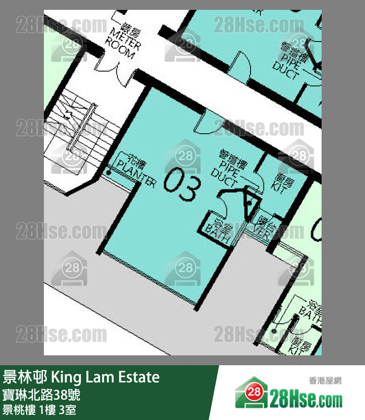 King Lam Estate,  Flat 3, 1/f, King Tao House FloorPlan