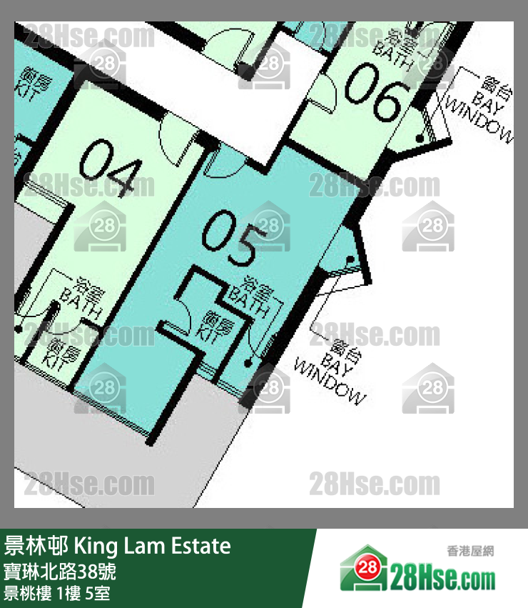 景林邨 景桃樓1樓 5室 平面圖