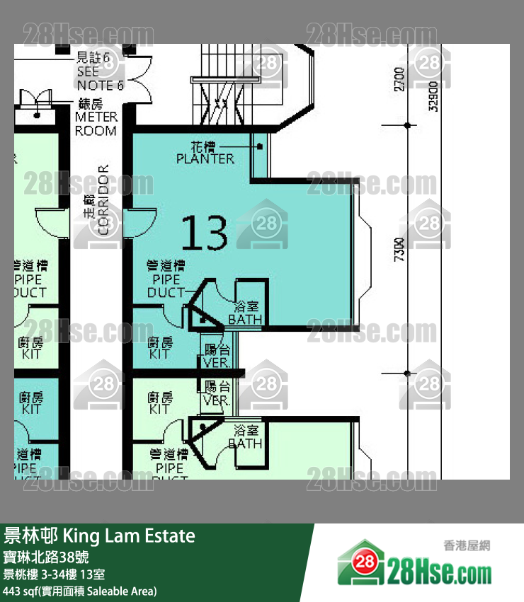 景林邨 景桃樓26樓 13室 平面圖
