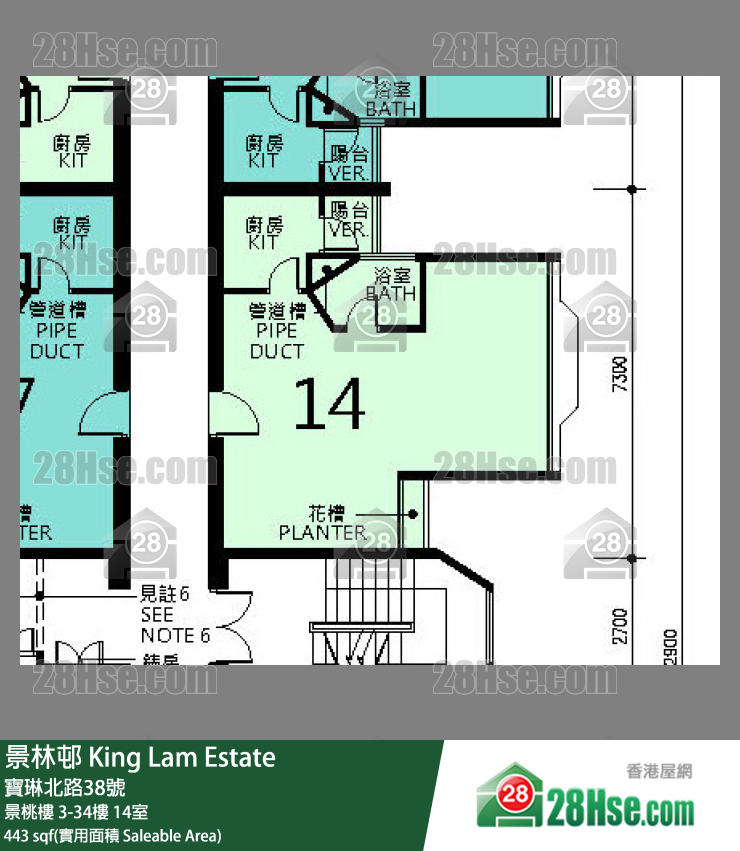 景林邨 景桃樓25樓 14室 平面圖