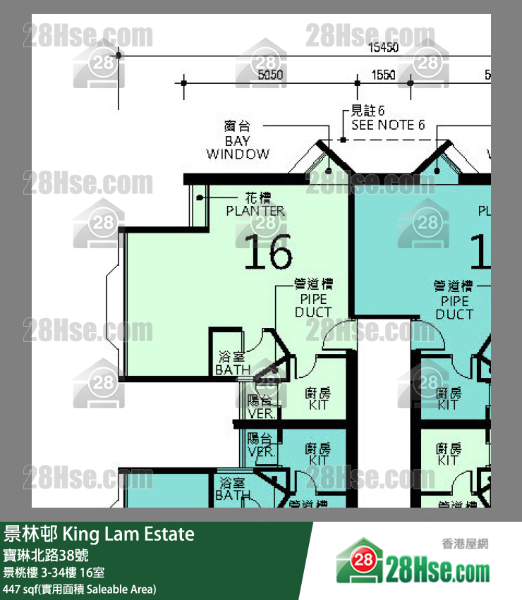 景林邨 景桃樓21樓 16室 平面圖