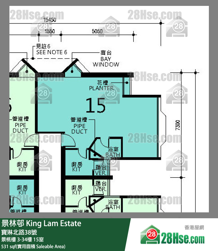 景林邨 景桃樓4樓 15室 平面圖