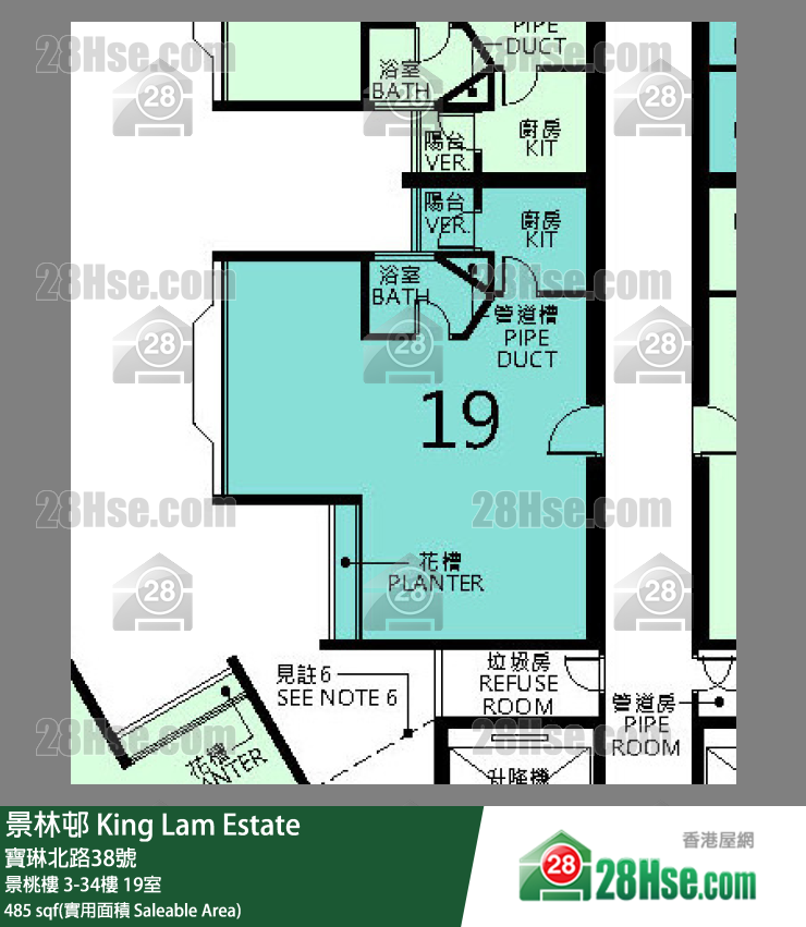 景林邨 景桃樓26樓 19室 平面圖