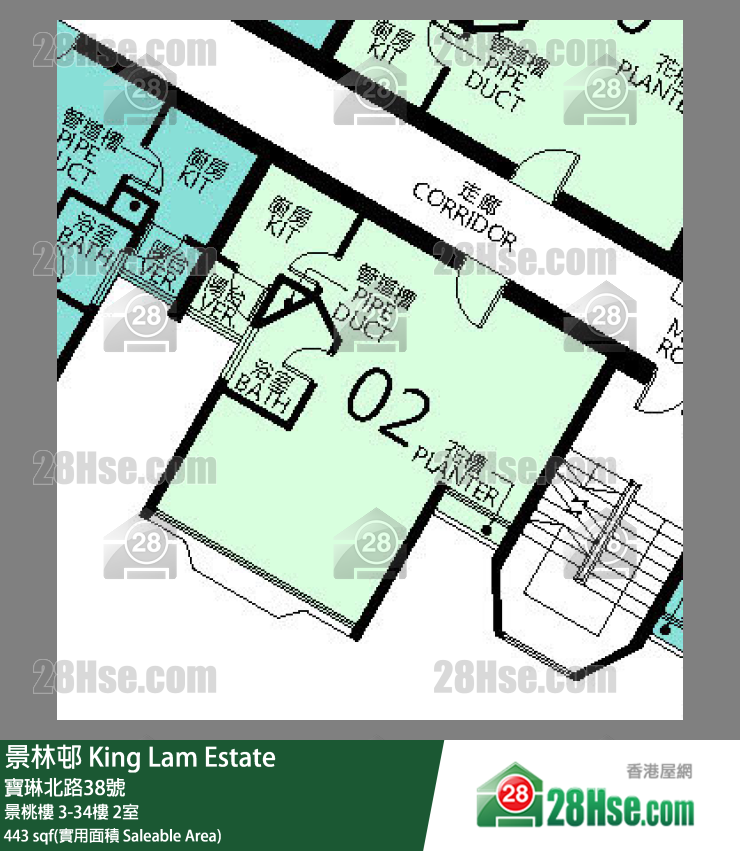 景林邨 景桃樓7樓 2室 平面圖