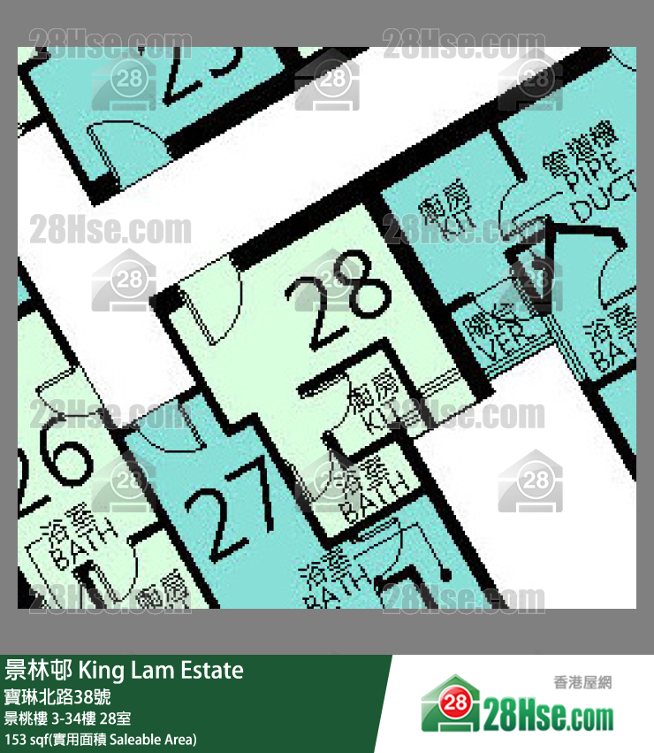 景林邨 景桃樓8樓 28室 平面圖