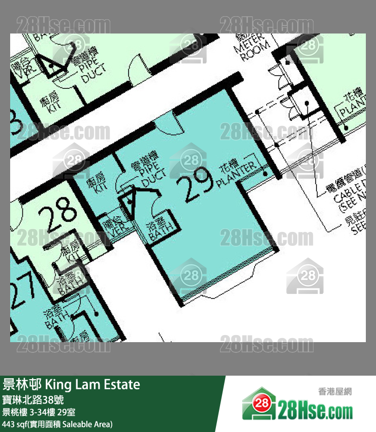 景林邨 景桃樓27樓 29室 平面圖