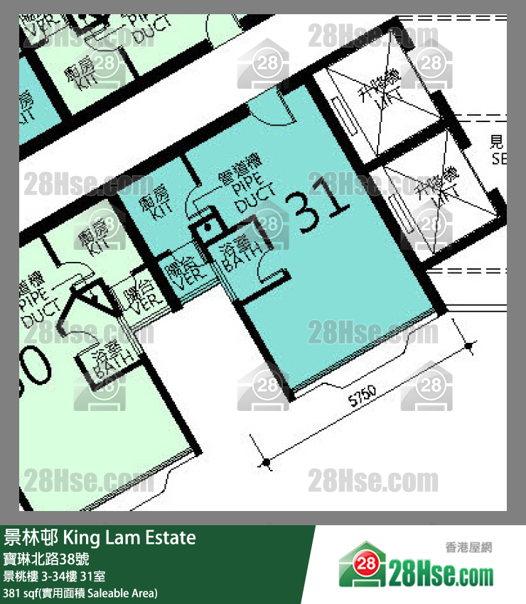 景林邨 景桃樓 10樓 31室 平面圖