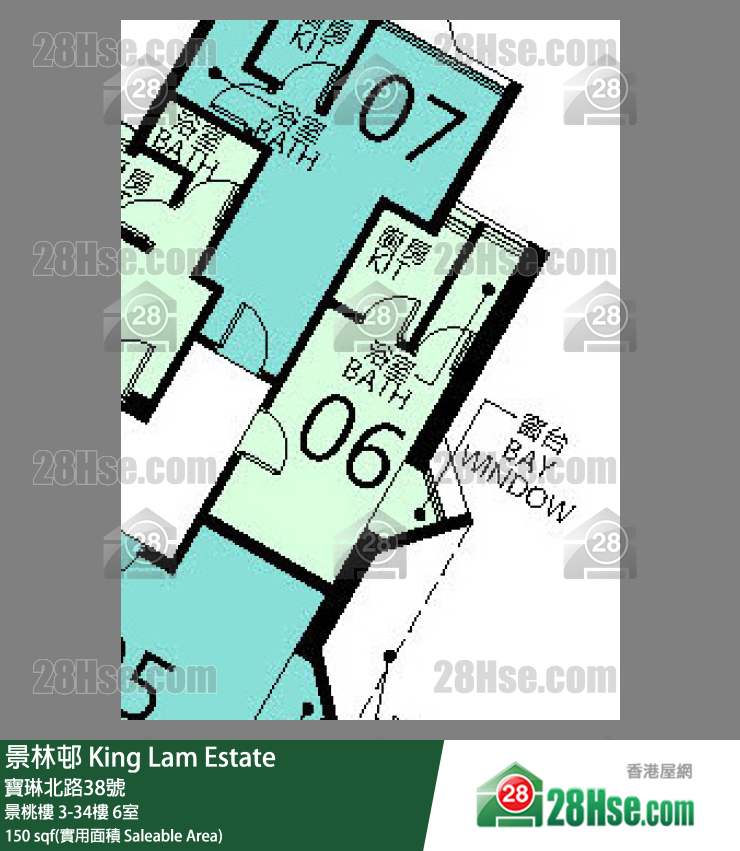 景林邨 景桃樓26樓 6室 平面圖