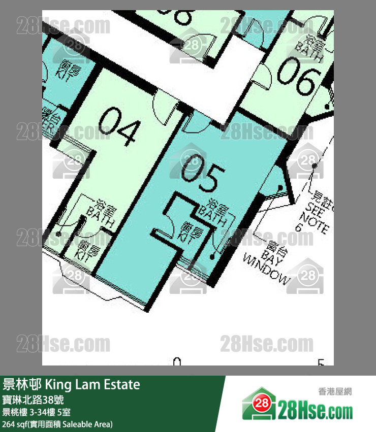 景林邨 景桃樓28樓 5室 平面圖