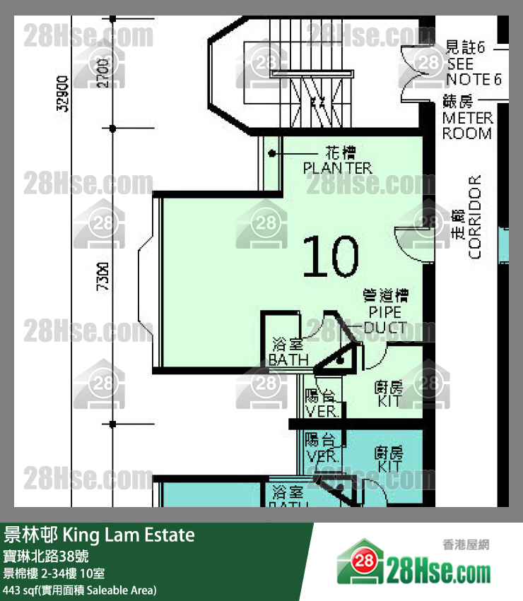 景林邨 景棉樓6樓 10室 平面圖