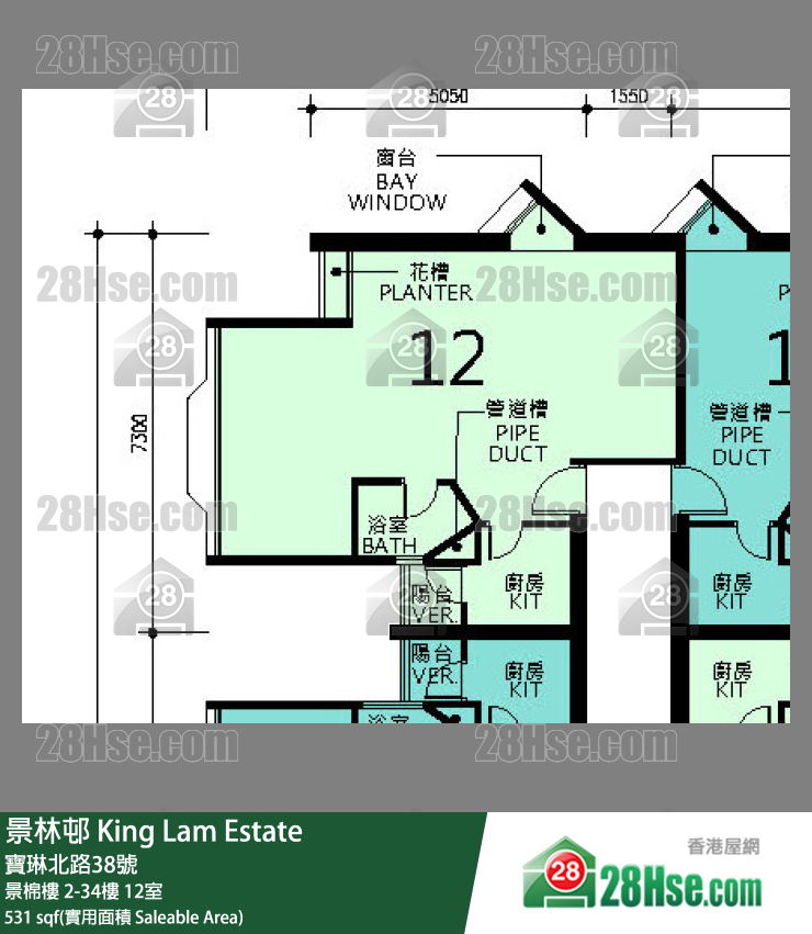 景林邨 景棉樓26樓 12室 平面圖