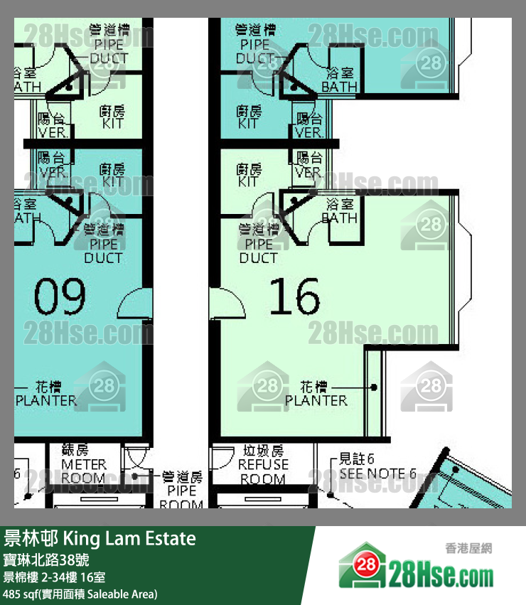 景林邨 景棉樓10樓 16室 平面圖