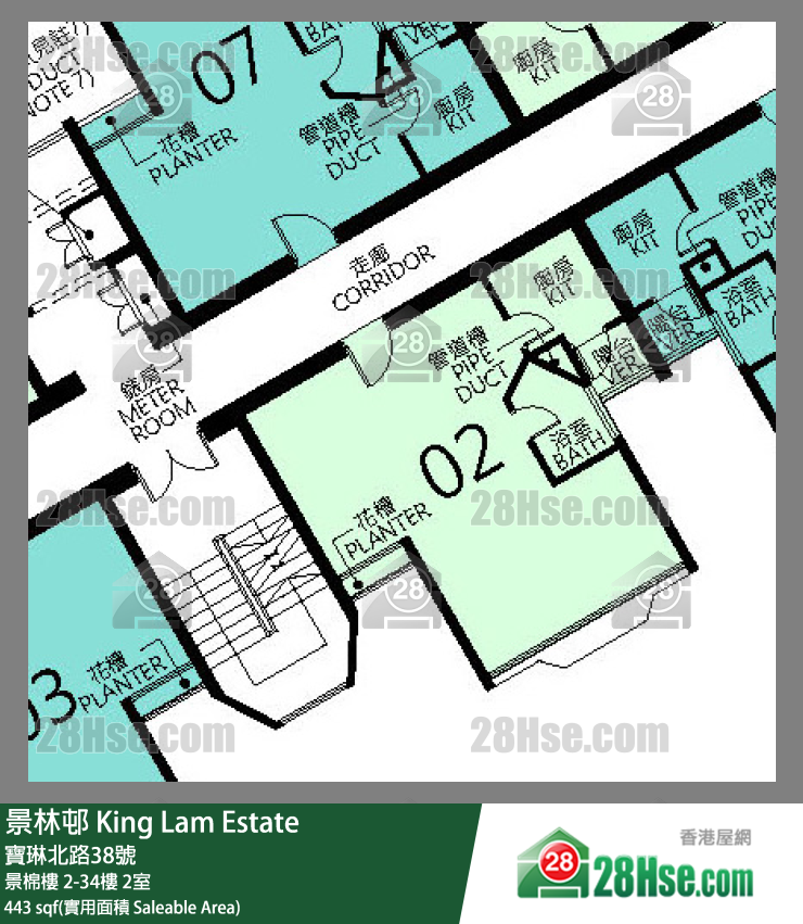 景林邨 景棉樓12樓 2室 平面圖