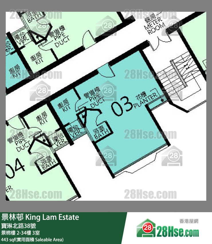 景林邨 景棉樓6樓 3室 平面圖