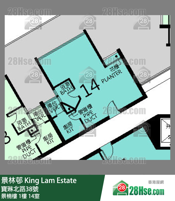 景林邨 景楠樓1樓 14室 平面圖