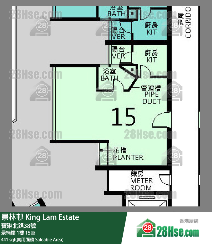 景林邨 景楠樓1樓 15室 平面圖