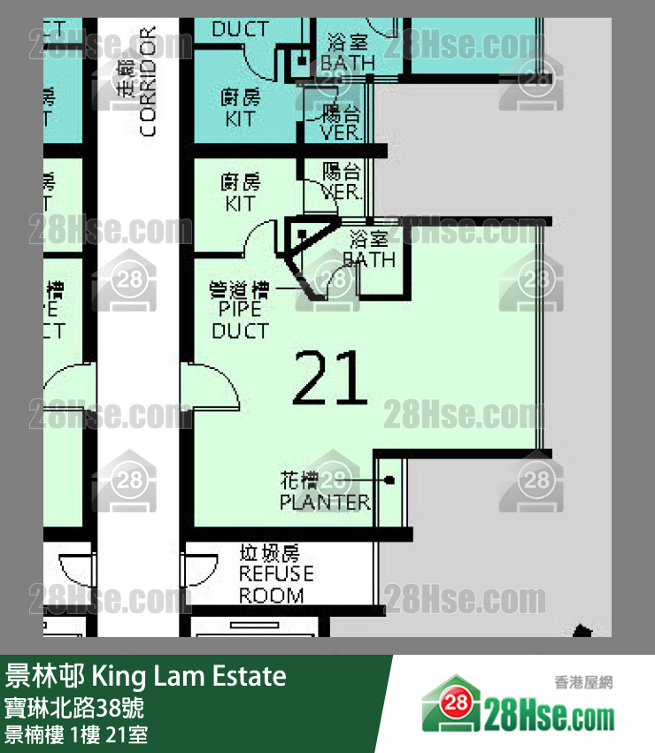景林邨 景楠樓1樓 21室 平面圖