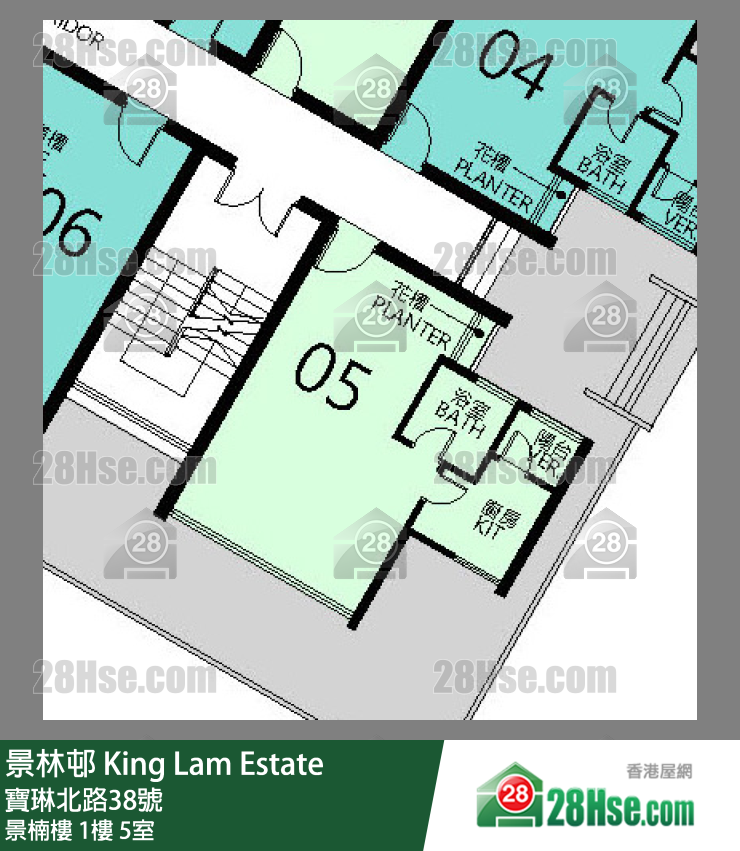 景林邨 景楠樓1樓 5室 平面圖