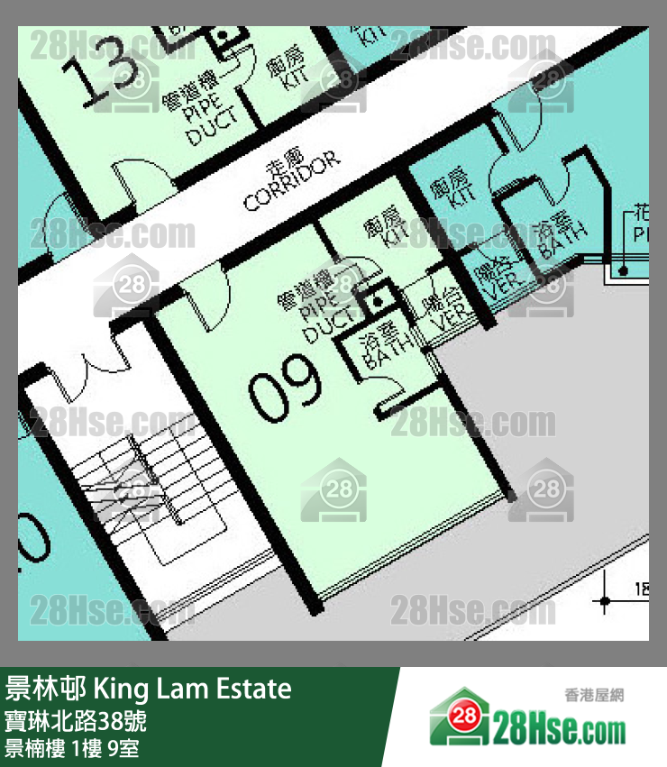 景林邨 景楠樓1樓 9室 平面圖