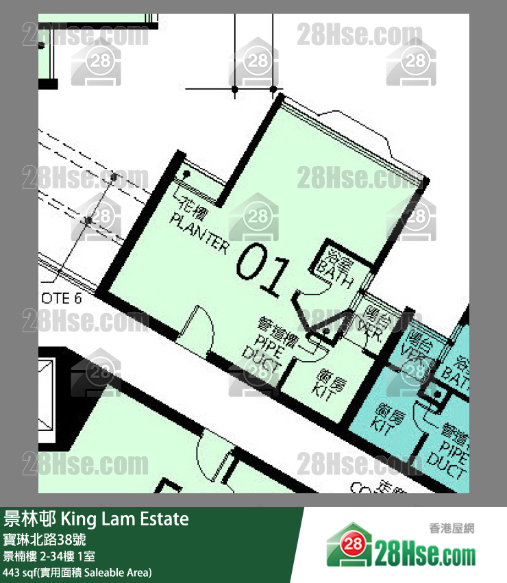 景林邨 景楠樓29樓 1室 平面圖