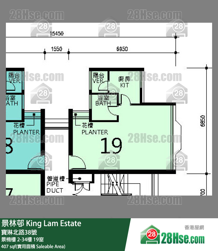 景林邨 景楠樓28樓 19室 平面圖