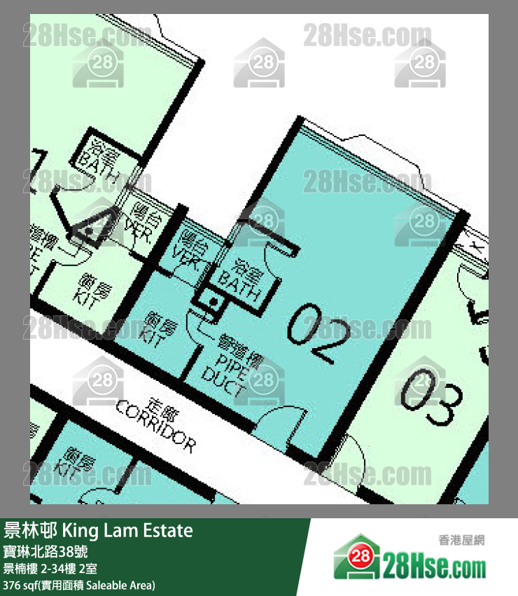 景林邨 景楠樓27樓 2室 平面圖