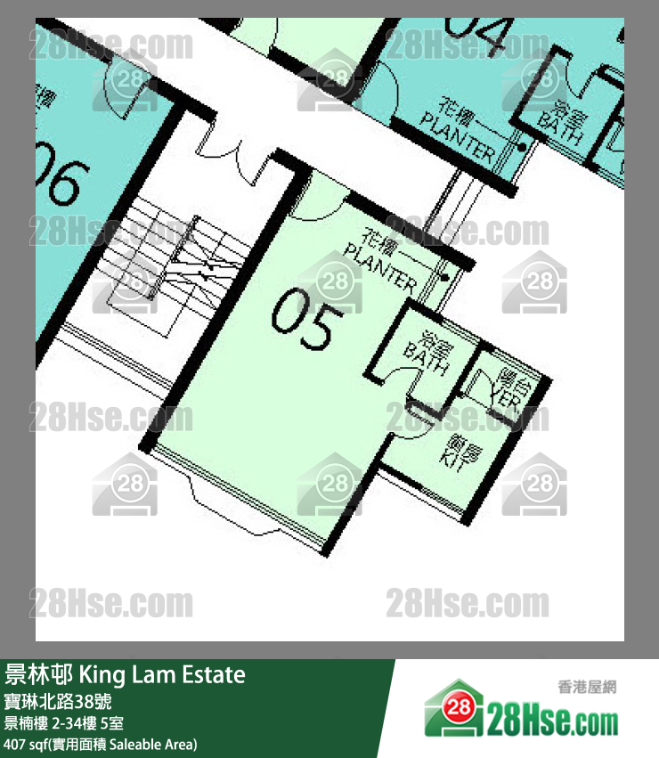 景林邨 景楠樓27樓 5室 平面圖