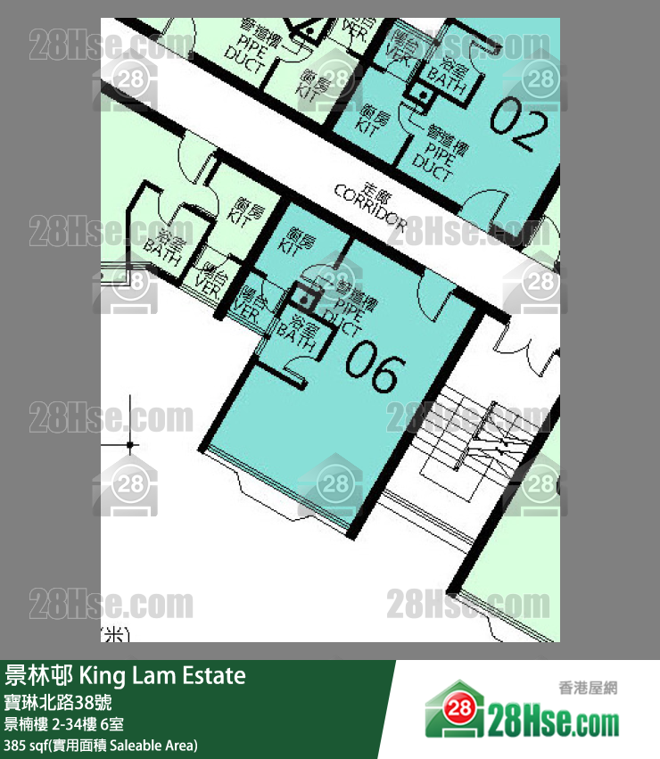 景林邨 景楠樓 28樓 6室 平面圖