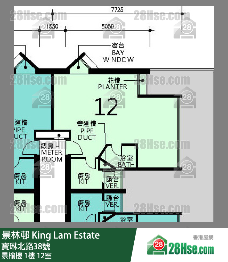 景林邨 景榆楼1楼 12室 平面图