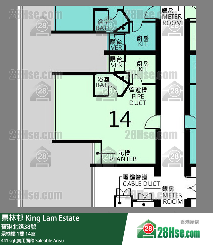 景林邨 景榆樓1樓 14室 平面圖