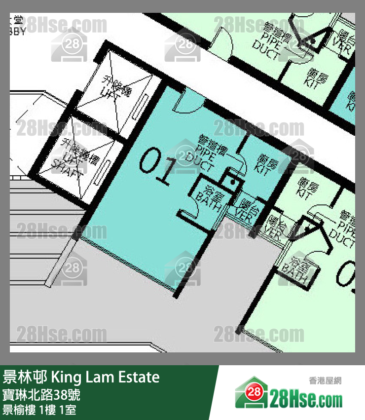 景林邨 景榆樓1樓 1室 平面圖